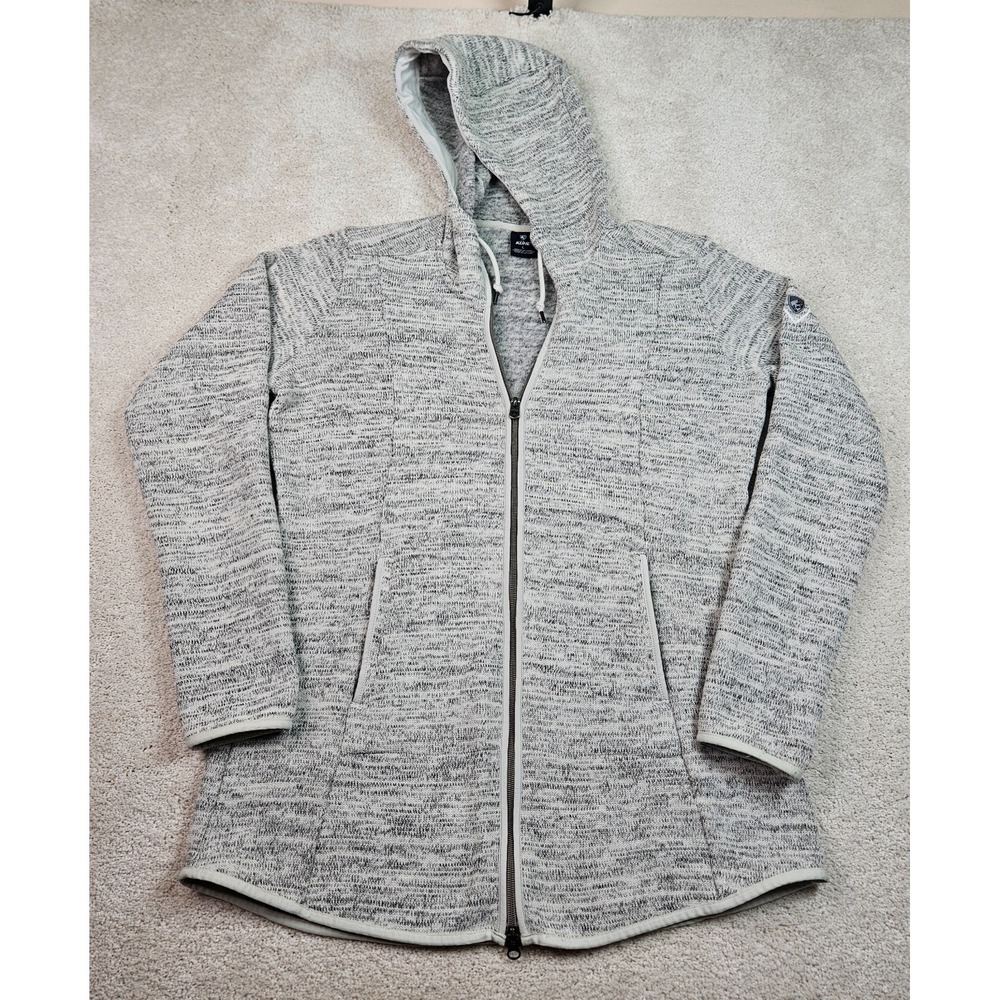 Kuhl Womens L Gray Hooded Jacket Full Zip Gorpcore Granola Hiking Apres Ski